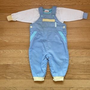 VINTAGE HEALTHTEX VGUC Colorblock Corduroy Overalls & Matching Shirt